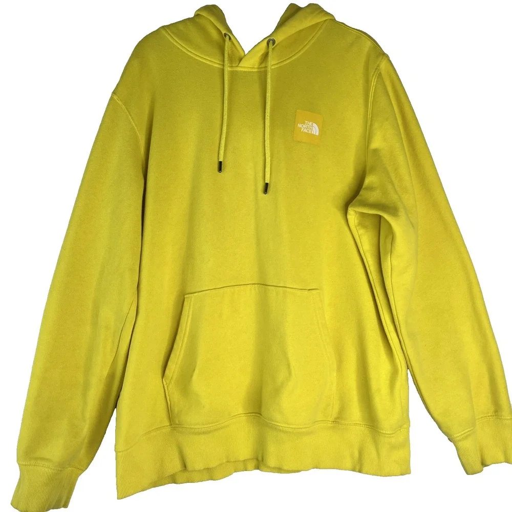 The North Face Yellow 2.0 Red Box‎  Pullover Hoodie Kangaroo Pocket High Vis L